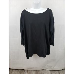 NWT MSquare Jersey shirt Black Soft Hipster Tee Lagenlook One Size 3/4 Sleeves